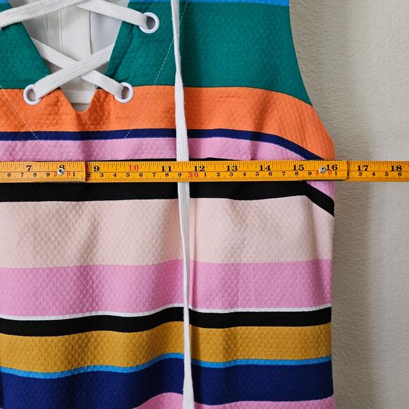 TRACY REESE X ANTHROPOLOGIE Striped Multicolored Coastal Zipper Shift Dress Sz M - Picture 13 of 16